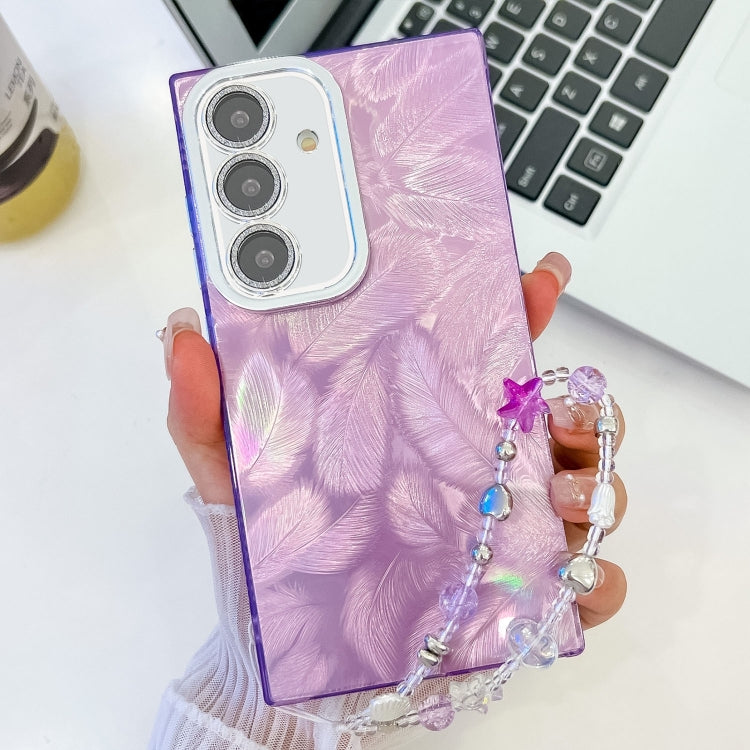 Plating Glitter Texture Chain Wristband TPU Phone Case with Lens Film
