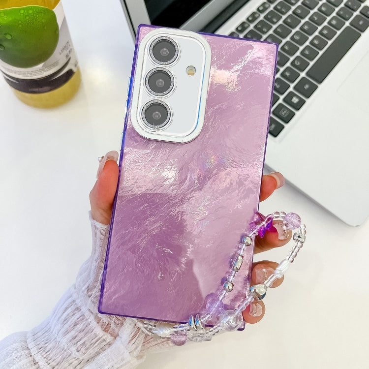 Plating Glitter Texture Chain Wristband TPU Phone Case with Lens Film