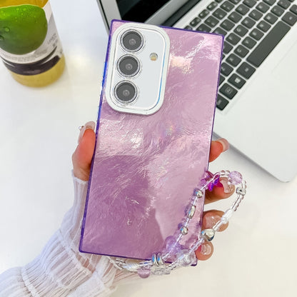 Plating Glitter Texture Chain Wristband TPU Phone Case with Lens Film