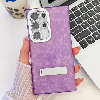 Plating Glitter Texture Fold Holder TPU Phone Case with Lens Film