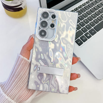 Plating Glitter Texture Fold Holder TPU Phone Case with Lens Film