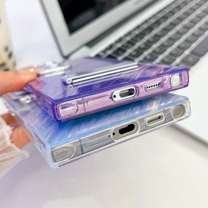 Plating Glitter Texture Fold Holder TPU Phone Case with Lens Film