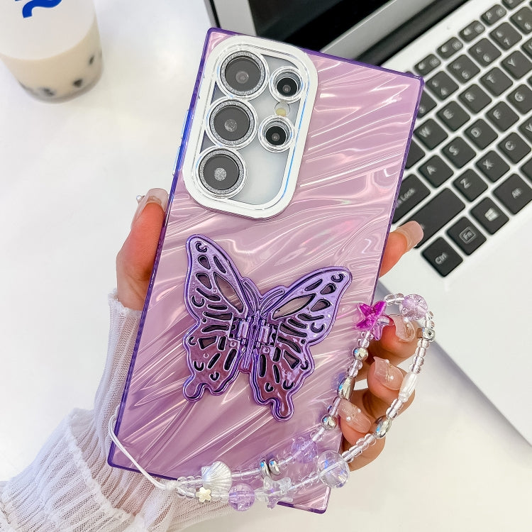 Plating Glitter Lens Film Texture Butterfly Holder Wristband Phone Case