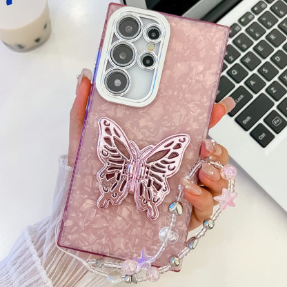 Plating Glitter Lens Film Texture Butterfly Holder Wristband Phone Case