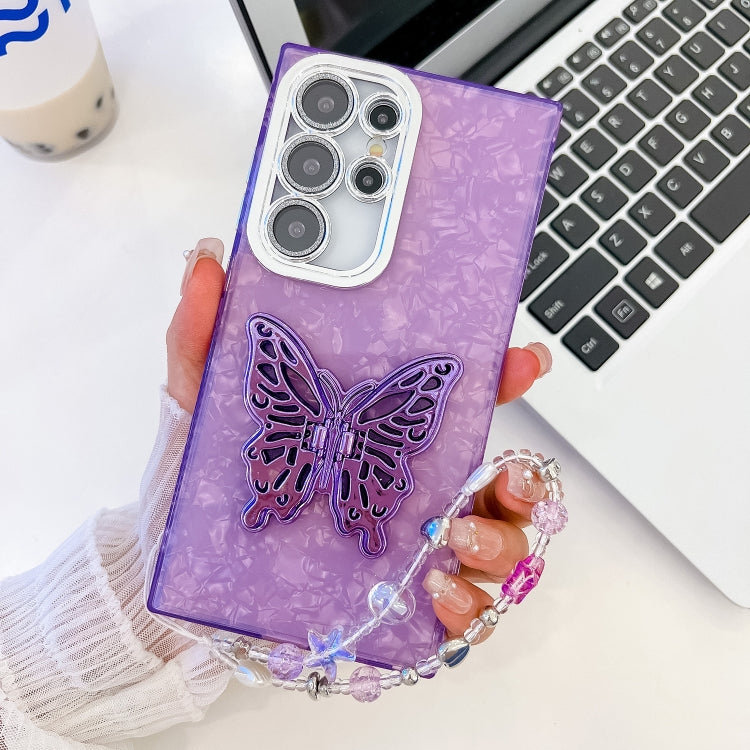 Plating Glitter Lens Film Texture Butterfly Holder Wristband Phone Case