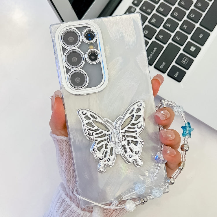Plating Glitter Lens Film Texture Butterfly Holder Wristband Phone Case