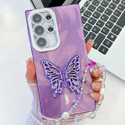 Plating Glitter Lens Film Texture Butterfly Holder Wristband Phone Case