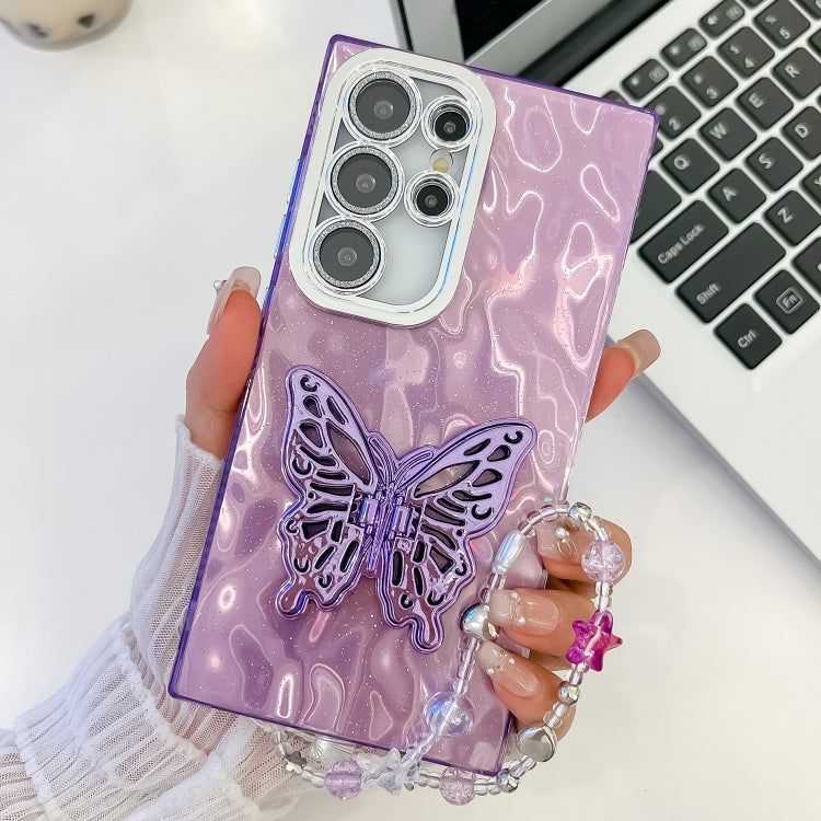 Plating Glitter Lens Film Texture Butterfly Holder Wristband Phone Case