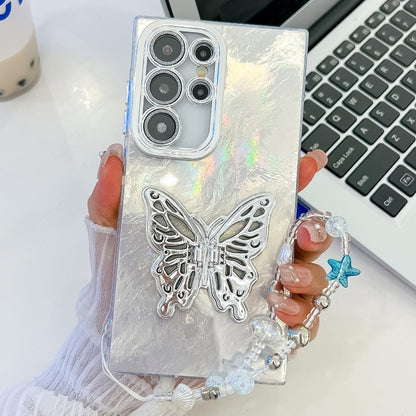 Plating Glitter Lens Film Texture Butterfly Holder Wristband Phone Case