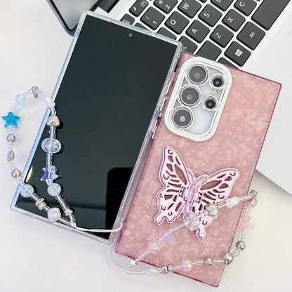 Plating Glitter Lens Film Texture Butterfly Holder Wristband Phone Case