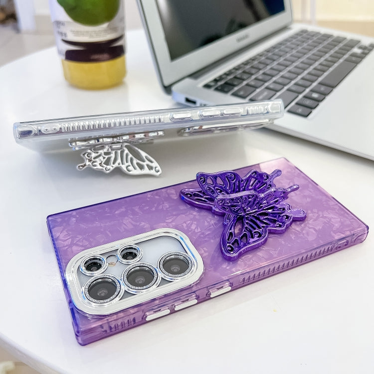 Plating Glitter Lens Film Texture Butterfly Holder Wristband Phone Case