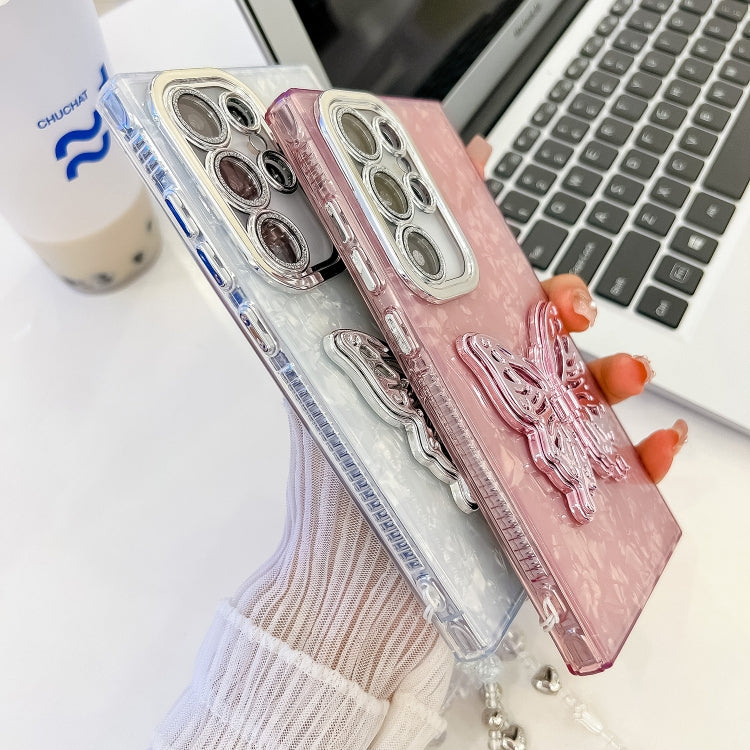 Plating Glitter Lens Film Texture Butterfly Holder Wristband Phone Case