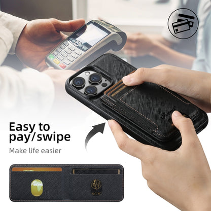 Suteni H17 Cross Grain Leather MagSafe Detachable Wallet Phone Case