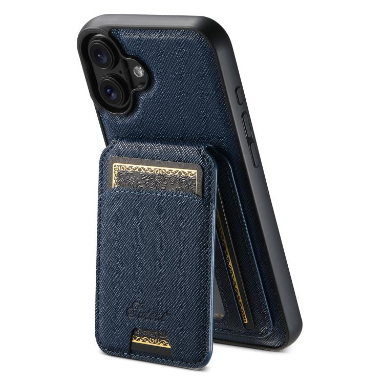 Suteni H18 Cross Grain MagSafe Wallet Leather Phone Case