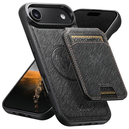 Suteni H18 Cross Grain MagSafe Wallet Leather Phone Case