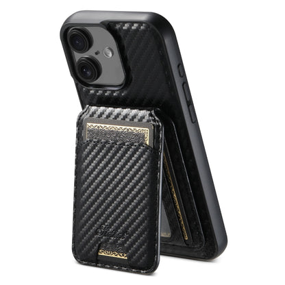 Suteni TXWH18 Carbon Fiber Texture Detachable Wallet MagSafe Phone Case