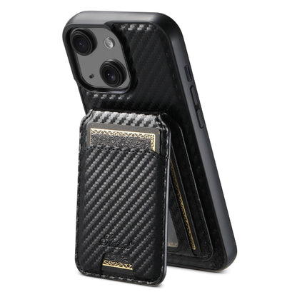 Suteni TXWH18 Carbon Fiber Texture Detachable Wallet MagSafe Phone Case