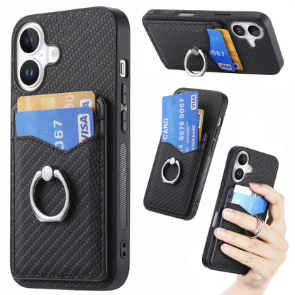 Carbon Fiber Card Wallet Ring Phone Case