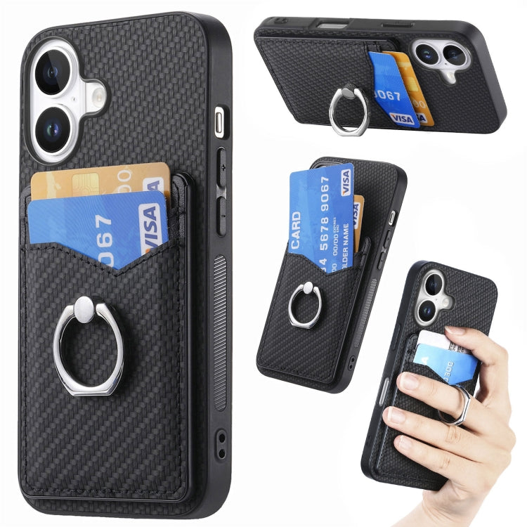 Carbon Fiber Card Wallet Ring Phone Case