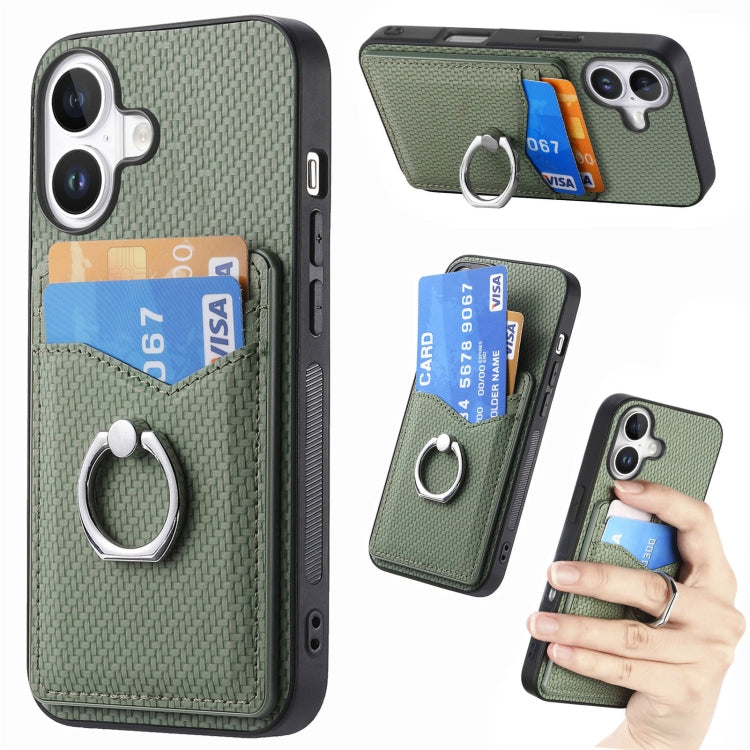 Carbon Fiber Card Wallet Ring Phone Case