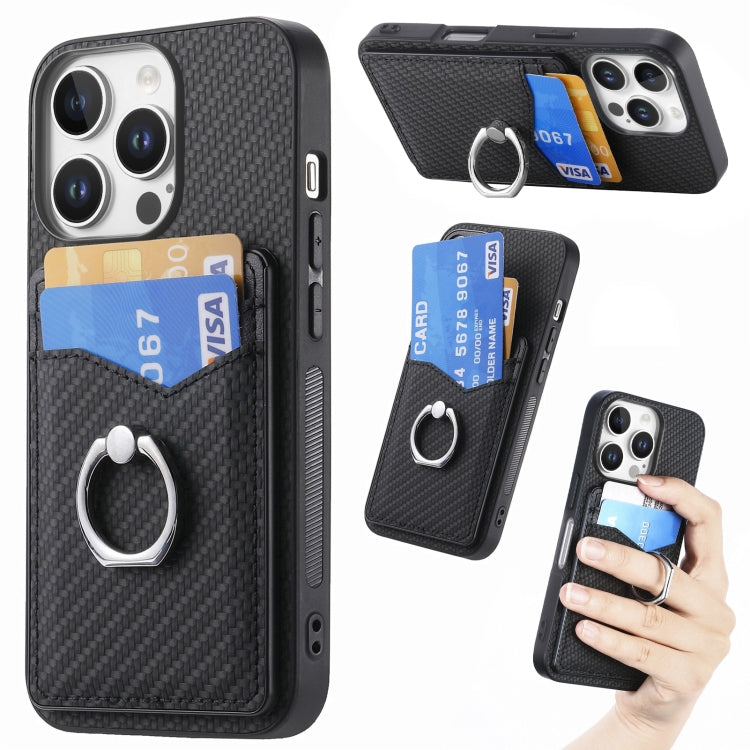 Carbon Fiber Card Wallet Ring Phone Case
