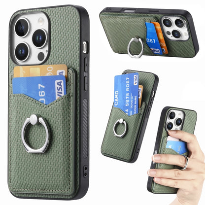 Carbon Fiber Card Wallet Ring Phone Case