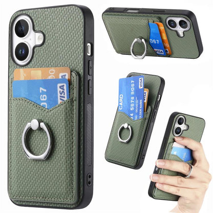 Carbon Fiber Card Wallet Ring Phone Case