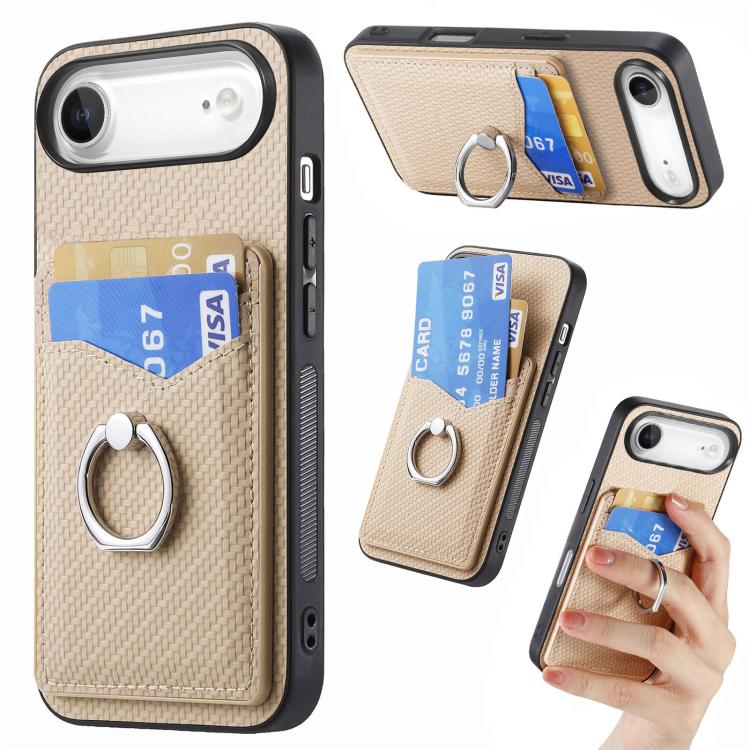 Carbon Fiber Card Wallet Ring Phone Case