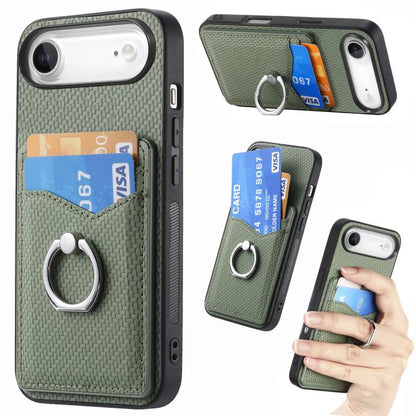 Carbon Fiber Card Wallet Ring Phone Case