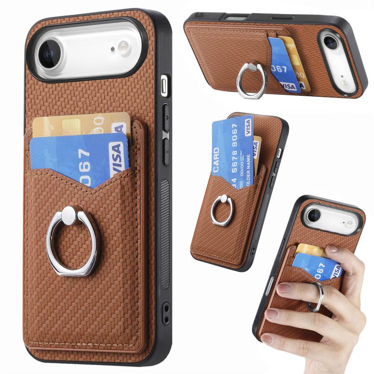 Carbon Fiber Card Wallet Ring Phone Case