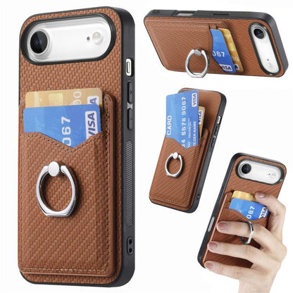 Carbon Fiber Card Wallet Ring Phone Case