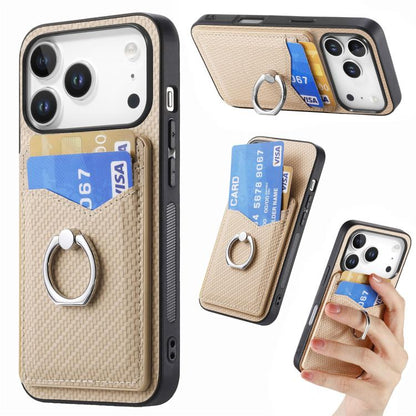 Carbon Fiber Card Wallet Ring Phone Case