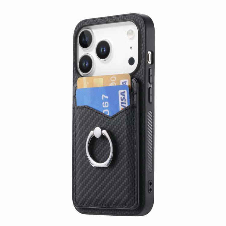 Carbon Fiber Card Wallet Ring Phone Case