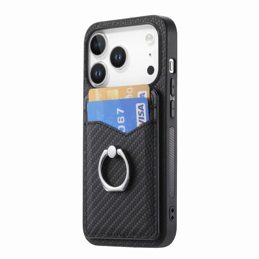Carbon Fiber Card Wallet Ring Phone Case