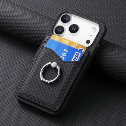 Carbon Fiber Card Wallet Ring Phone Case