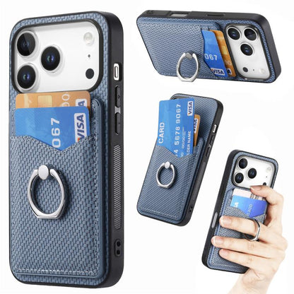 Carbon Fiber Card Wallet Ring Phone Case