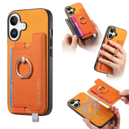 Retro Magsafe Cross Leather Ring Holder Card Bag Phone Case