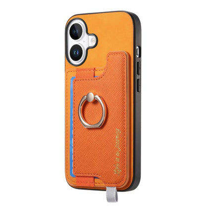 Retro Magsafe Cross Leather Ring Holder Card Bag Phone Case