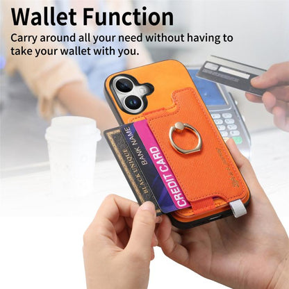 Retro Magsafe Cross Leather Ring Holder Card Bag Phone Case