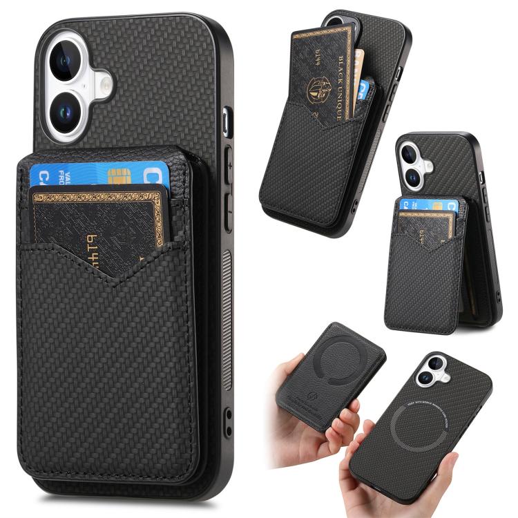 Carbon Fiber MagSafe Vertical Flip Card Bag Phone Case