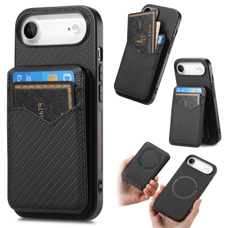 Carbon Fiber MagSafe Vertical Flip Card Bag Phone Case