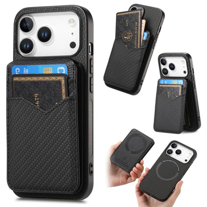 Carbon Fiber MagSafe Vertical Flip Card Bag Phone Case