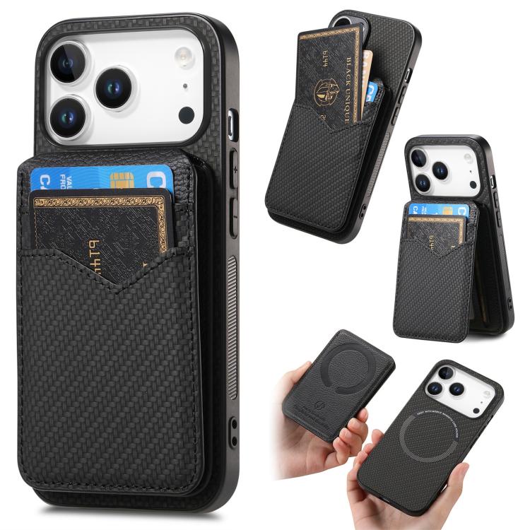 Carbon Fiber MagSafe Vertical Flip Card Bag Phone Case