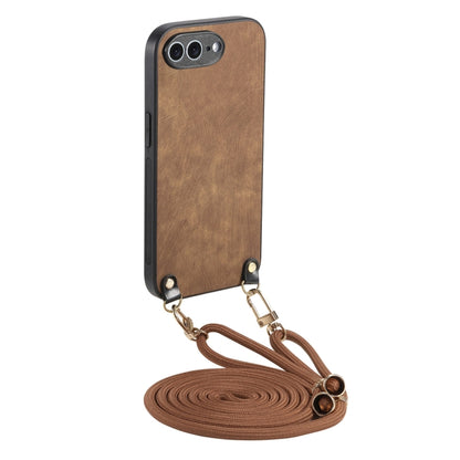 Vintage Leather PC Back Cover Phone Case with Crossbody Strap