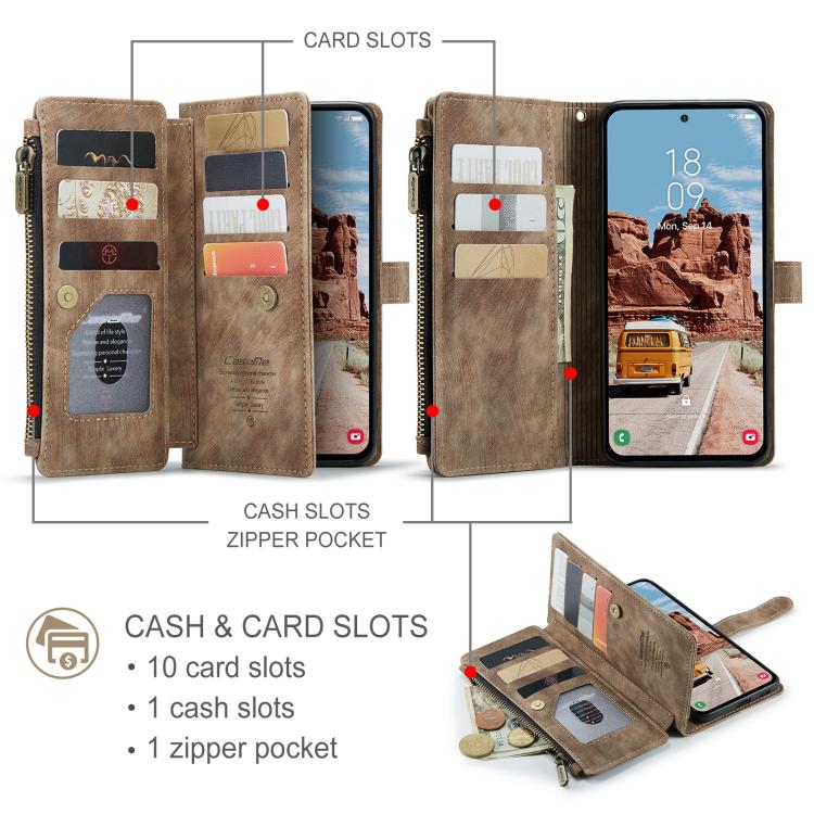 CaseMe C30 Card Slots Zipper Wallet Leather Phone Case
