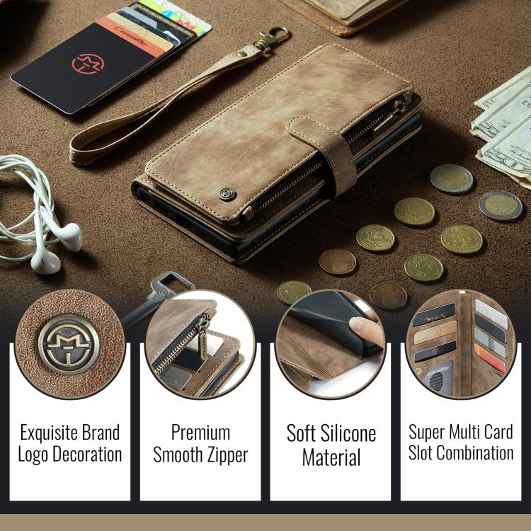 CaseMe C30 Card Slots Zipper Wallet Leather Phone Case