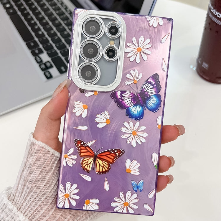Plating Texture Butterfly TPU Phone Case with Glitter Lens Film