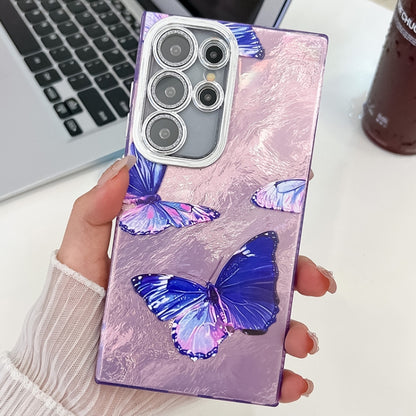Plating Texture Butterfly TPU Phone Case with Glitter Lens Film