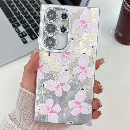 Plating Texture Butterfly TPU Phone Case with Glitter Lens Film