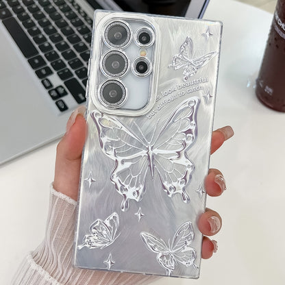 Plating Texture Butterfly TPU Phone Case with Glitter Lens Film